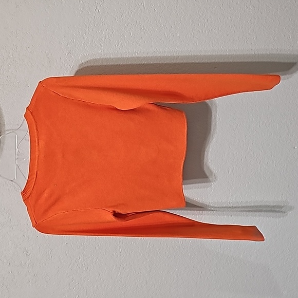 NWT Zara Orange Long Sleeve Crop Sweater - Picture 2 of 2